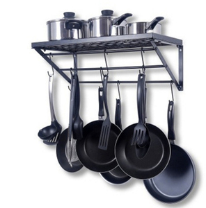 Étagère de rangement <span class=keywords><strong>pour</strong></span> casseroles et poêles de cuisine, montage au <span class=keywords><strong>plafond</strong></span>, support <span class=keywords><strong>pour</strong></span> ustensiles de cuisine, support suspendu avec crochets - Product Image 1
