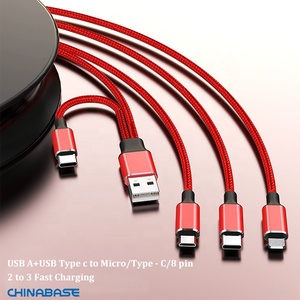 Câble de charge multiple <span class=keywords><strong>6</strong></span> en 1 Câble de charge multiple en nylon tressé USB A/C à 8PIN USB C Micro connecteur <span class=keywords><strong>Cordon</strong></span> de charge tressé en nylon - Product Image 2