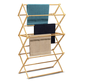 Séchoir à linge en <span class=keywords><strong>bambou</strong></span> OEM Séchoir à vêtements en bois Stabilité extrême Pliable Gain de place Séchoir à linge - Product Image 1