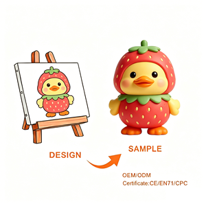 Figurine d'action en PVC personnalisée, toute nouvelle, poussin fraise rouge, jouet de collection 3D en forme d'animal de dessin animé, boîte mystère, jouet en PVC personnalisé - Product Image 1