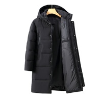 Veste d'hiver matelassée en coton écologique pour homme, à capuche longue, épaisse, chaude, isolante, coupe-vent, longueur genou, pour temps froid