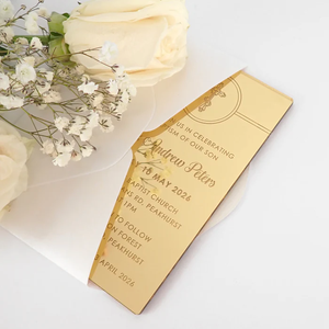Tarjeta <span class=keywords><strong>de</strong></span> invitación <span class=keywords><strong>de</strong></span> boda acrílica espejo dorado con menú <span class=keywords><strong>de</strong></span> cumpleaños <span class=keywords><strong>de</strong></span> boda personal cortada con láser <span class=keywords><strong>de</strong></span> lujo personalizado con sobre - Product Image 3