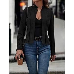 Cárdigan Abierto de Ante Sintético Personalizado para Mujer, Manga Larga, Estilo Casual Vintage - Product Image 5