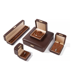 Boîte à bijoux en velours marron rose poudré, coffret de luxe double pour emballage de bijoux, boîte personnalisée en cuir avec fermeture à pression - Product Image 4