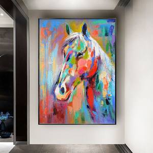 Decoración moderna para el hogar abstracto 100% pintado a mano colorido Animal cabeza de caballo pintado a mano acrílico pintura <span class=keywords><strong>al</strong></span> <span class=keywords><strong>óleo</strong></span> caballo - Product Image 6
