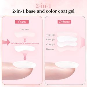 <span class=keywords><strong>Base</strong></span> Gel Caoutchouc Couleurs pour Renforcement des Ongles, <span class=keywords><strong>Vernis</strong></span> à Ongles UV LED Soak Off pour Construction d'Ongles, Utilisation en Salon, Manucure DIY à Domicile, Marque Privée - Product Image 4