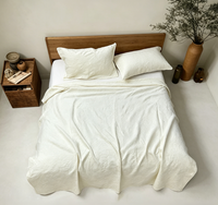 Couverture en coton tissé jacquard écologique 150x200cm - Sumit Garden Blanc - Literie pour la maison toute saison
