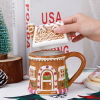 Nouvelle tasse en céramique en forme de maison en pain d'épices, tasse à café en céramique de Noël, vaisselle décorative pour les fêtes, pour le café et le thé