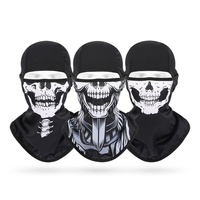 Cagoule unisexe respirante en Spandex/Polyester avec motif crâne imprimé par transfert thermique, cache-cou pour la moto et les activités de plein air