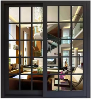Villa de style américain moderne en alliage d'aluminium avec vitrage trempé, fenêtre à battant coulissant, moustiquaire magnétique, cuisine, salle de bain, design graphique