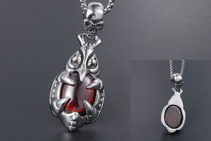 Kalung tengkorak <span class=keywords><strong>Garnet</strong></span>, gesper tengkorak Vintage batu permata merah mode liontin Rubi untuk hadiah perhiasan Hari Ayah - Product Image 5