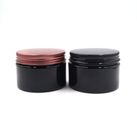 En stock, pots en plastique PET noir pour crème de soin de la peau, avec couvercles noirs, 50 ml, 60 ml, 80 ml, 100 ml, 120 ml, 150 ml, 200 ml, 250 ml, 2 oz, 4 oz, 8 oz, 12 oz