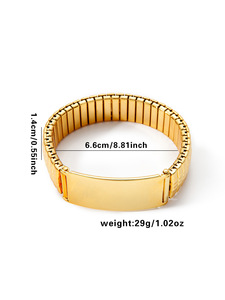 Châu Âu Người Đàn Ông Mỹ Thép Không Gỉ Cong Thương Hiệu Đồng Hồ Chuỗi Vòng Đeo Tay Bạc Vàng Khắc Dây Đeo Đàn Hồi Quà Tặng Mới Lạ - Product Image 6