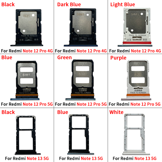 Mobile Phone Accessories Sim Card Tray for Redmi Note 12S 12 Note 13 12 Pro 4G 5G Sim Holder Slot Plate Replacement Part