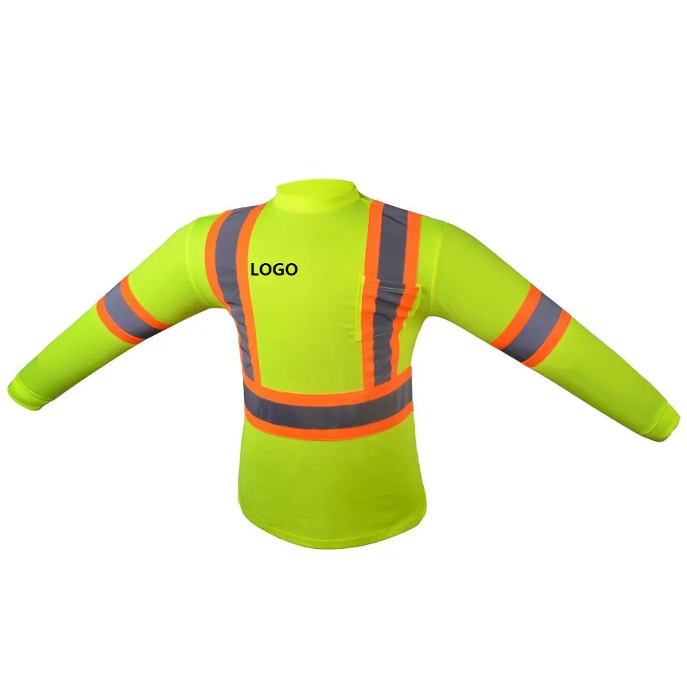 La costruzione di lavori di sicurezza ferroviaria all'ingrosso riflette la maglietta di sicurezza arancione ad alta visibilità della Polo manica lunga
