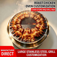 Grill à charbon de bois Yakitori rotatif rond en acier inoxydable pour fruits de mer et poisson, idéal pour restaurants japonais