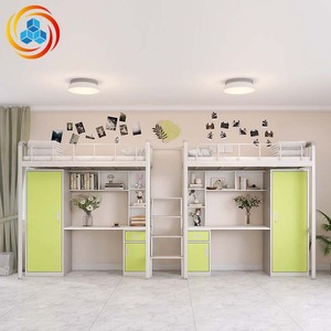 <span class=keywords><strong>Lit</strong></span> superposé moderne et simple en fer YiCun pour adultes avec armoire intégrée, idéal pour appartement d'étudiant, mobilier de dortoir en métal - Product Image 2