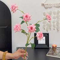 H33 6 Kunstmatige Rozen Kunstbloemen Creatieve Bloemdecoratie Raamdecoratie Fotografie Props voor Binnen Kerstdecoratie
