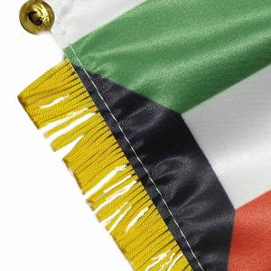Bandera de satén personalizada de KUWAIT para coche, mini bandera con borlas amarillas - Product Image 5