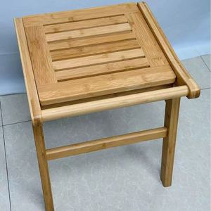 Tabouret de salle de bain en bambou 38x40x43cm, siège de douche en bois, tabouret de bain multifonctionnel - Product Image 1
