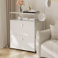 Buffet moderne en acier inoxydable, armoire de rangement modulaire combinable, 2 tiroirs, 5+ compartiments, meubles de salon