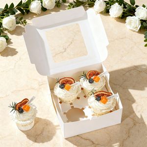 AT PACK Kek Kutuları, Pişirme Tatlı Kutuları, Tatlı Kutuları, Atıştırmalık Kutuları, Kahve Paket Servisi Özelleştirilebilir, Pencereli Kraft Kağıt - Product Image 2