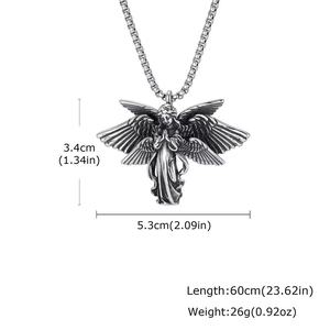 Collana da Uomo alla Moda Europea, Stile <span class=keywords><strong>Dark</strong></span> Trendy, Ciondolo a Forma di Strega/Angelo, Personalizzata, in Acciaio Inossidabile, con Motivo a Farfalla - Product Image 2