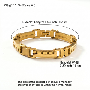 Bracelets personnalisés en acier inoxydable plaqué or, rivets lisses, chaîne fine minimaliste rectangulaire, vente en gros - Product Image 6