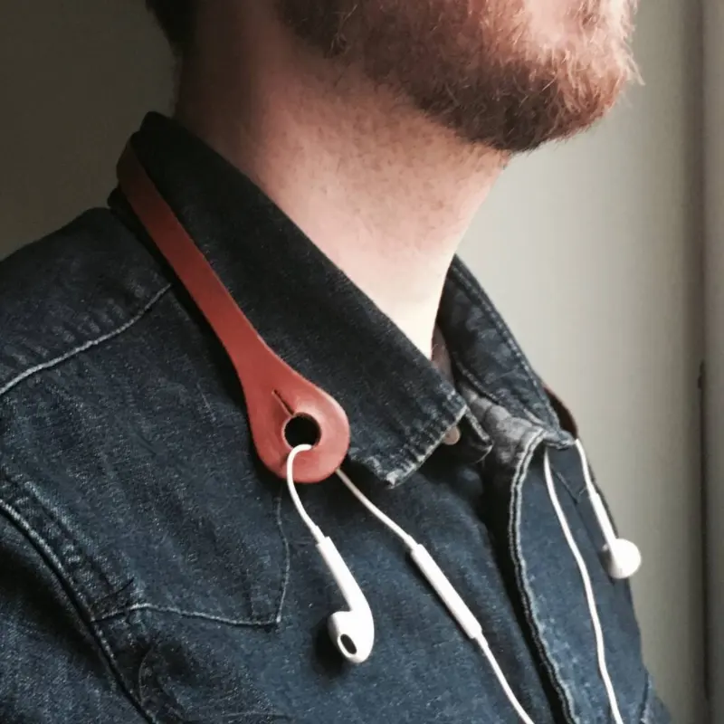 Cuffie in pelle personalizzate porta auricolari cuffie portatili con cinturino al collo catene