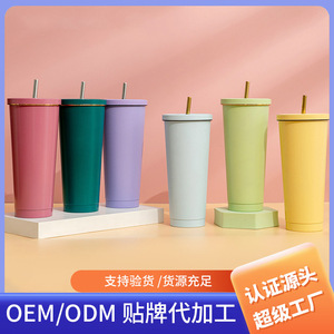Vaso de Acero Inoxidable con Pajita, Gran Capacidad, Aislado al Vacío, para Café, Regalo, para Uso en el Auto - Product Image 5