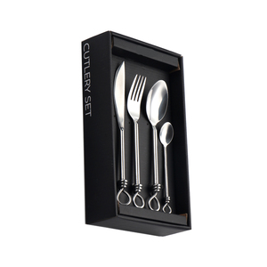 Sáng Tạo Knot Xử Lý Gương Đánh Bóng Độc Đáo Bộ Dao Kéo, Đen Twist Spiral <span class=keywords><strong>Flatware</strong></span>, Handmade Twig Silverware Set - Product Image 1