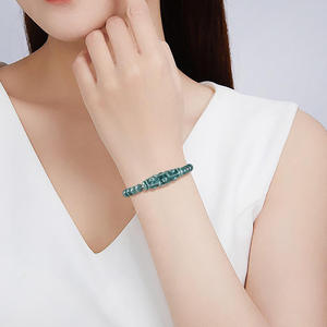 Pulsera de Jadeíta Natural Azul Agua con Nueve Ojos y Cuentas Celestes, Diseño Original, Joyería para Mujer, Estilo Chino SL63 - Product Image 4