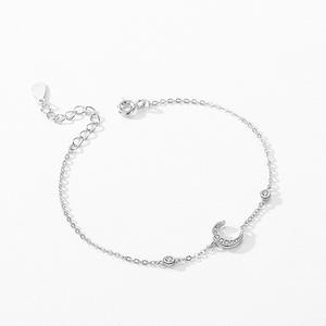 Pulsera de Cadena con Forma de Estrella y Luna de Plata de Ley S925 con Circonita para Mujer, Joyería Simple y Elegante, Versión de Cobre Personalizable - Product Image 6