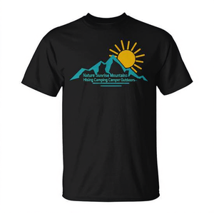 T-shirt Nature Sunrise Mountains pour randonnée, camping, camping-car, plein air - Product Image 2