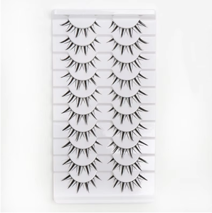 Ensemble de 10 cils synthétiques à bande complète Little Devil Bande aiguisée 15mm 12mm Doublure transparente douce pour faux yeux pour la pêche au volume - Product Image 1