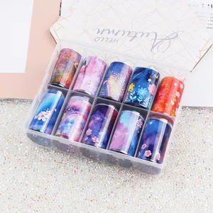 2023 NEW Nail Foil Transfer Sticker, Holographic Flower Nail Art Tips Wraps ,Adhesive Transfer Foils for DIY Nail Decoration