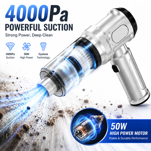 เครื่องดูดฝุ่นแบบพกพาไร้สายสำหรับรถยนต์ 4000Pa เครื่องดูดฝุ่นมือถือแบบเป่าลม 2 in 1 เครื่องดูดฝุ่นขนาดเล็กแบบชาร์จไฟได้ OEM ODM CE RoHS F - Product Image 2