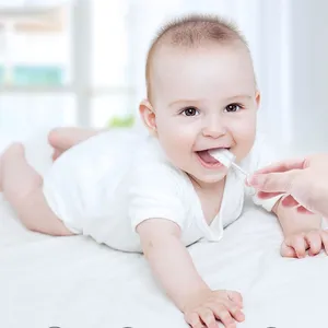 一次性婴儿纱布牙刷有机舌头清洁器婴儿口腔清洁棒牙科护理0-36个月婴儿