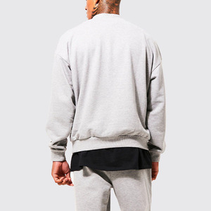High Quality Custom Cotton French Terry Heavyweight Drop Shoulder Design <strong>Ribbed</strong> V <strong>Neck</strong> Fleece Pullover <strong>Sweatshirt</strong> for Men - Product Image 2