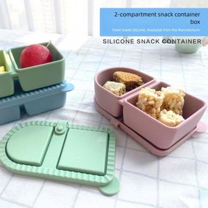 2 Compartment Silicone Snack <b>Container</b> 300ml BPA Free Food Grade Leakproof Design for Baby Food Storage and Portion Control - Product Image 1