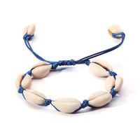 Bracelet/Chaîne de cheville/Collier en coquillages naturels de cauris, fait main, style hawaïen et jamaïcain, réglable pour femmes