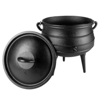 Marmite de camping en fonte à trois pieds, pré-culottée, compatible four et lave-vaisselle, type Potjie Pot d'Afrique du Sud et Pot à soupe polonais