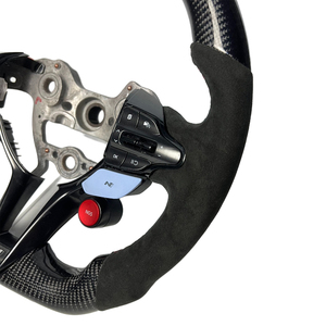 Volante de fibra de carbono negro con base y alcántara para Hyundai Elantra <span class=keywords><strong>N</strong></span> I30 <span class=keywords><strong>I20</strong></span> 2019 2020 2021 2022 <span class=keywords><strong>2023</strong></span> 2024 2025 - Product Image 5