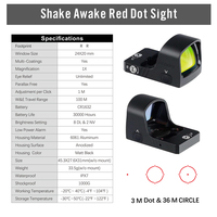 Ohhunt Shake Awake Mini Red Dot Sight Multi Reticle 3 M & 36 M Tactical Reflex Sight pour R& R Cut Optic