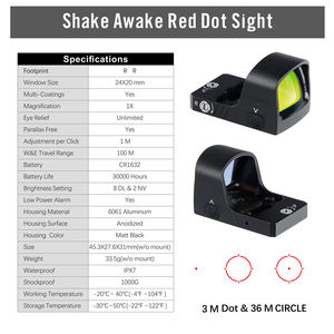 Mira de Punto Rojo Ohhunt Shake Awake Mini con Múltiples Retículas, Mira Táctica Reflex de 3M y 36M para Óptica R&R Cut - Product Image 2