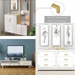 Furniture Hardware Cabinet Pulls Dresser Bedroom Kitchen Handles <strong>Square</strong> Brushed Gold <strong>Drawer</strong> Door Handles Warehouse Living Room - Product Image 4