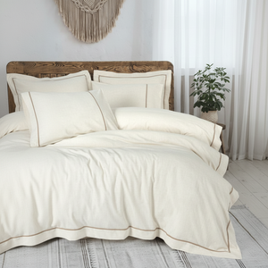 Juego de Funda Nórdica Doble de Algodón Inborn con Banda, Tamaños King y Twin, Satén con Diseño de Café para Ropa de Cama de Hogar y Hotel - Product Image 3