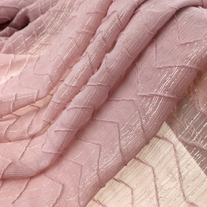 Manufacturer Super Soft <strong>Gauze</strong> 100% Polyester Fiber <strong>Shiny</strong> Crepe Fabrics Transparent Tulle Crinkle Pleated Fabric with Gold Foil - Product Image 5