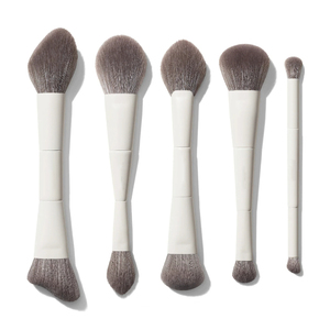 5pcs Double Ended Makeup <b>Brush</b> Set White Handle Custom Logo 2 in 1 Soft Synthetic Bristle Face Eye Cosmetic Makeup <b>Brushes</b> - Product Image 1