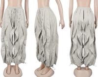 K3685 Pantalon culotte cargo pour femme avec bordure en dentelle Pantalon de bureau élégant Chevilles élastiques Vêtements de travail Pantalon à jambes larges pour la vente en gros
